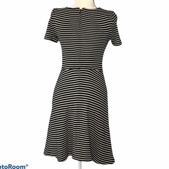 Madewell Black White Stripe Gallerist Fit Flare Dress Small - Picture 10 of 16